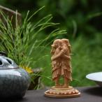 木彫り仏像-【小仏】シリーズ 【歓喜天(聖天)】 柘植 金泥付(金彩) 総高8.8cm
