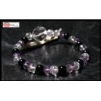 Yahoo! Yahoo!ショッピング(ヤフー ショッピング)厄難を祓いよける  しずやかな輝きブレス　パワーストーン ブラックオニキス　アメジスト　厄除け　邪気祓い　災難除け