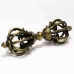 一点物 密教法具 バジュラ 九鈷杵 真鍮 約15cm 金剛杵 ヴァジュラ ドルジェ チベット 五鈷杵 仏具 置物 寺院 法器 お守り 風水開運グッズ
