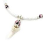 サメの歯ネックレス　アオザメの歯　琉球ホタルガラス　ピンク　レディース