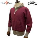 TWO MOON トゥームーン lot 92023 (ボディ:アズキ × フード,リブ:杢カーキ) 両V 丸胴 吊裏毛 セットインスリーブ プルオーバー パーカー