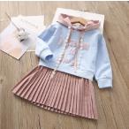 春色フーディドッキングワンピース 韓国子供服