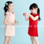 夏物チュニック ノースリーブ フラワー プチプラ ピンク 130 韓国子供服