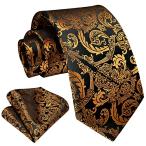  галстук мужской peiz Lee Gold чёрный рисунок модный цветочный принт свадьба шелк бренд chief комплект ..