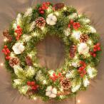 ショッピングクリスマスリース クリスマスリース 40cm ドアリース クリスマス花輪 オーナメント 玄関 庭園 部屋 壁飾り ガーランド バラ 人工造花 飾り デラックスリース 北欧風 壁掛け