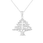 ショッピングmiddle Middle Eastern Jewelry Fine Sterling Silver Lebanese Cedar Tree with Orthodox Cross Pendant Necklace 18