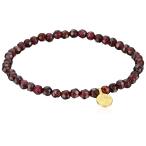 ショッピングGARNET Satya Jewelry 4mm Red Garnet and 18K Yellow Gold Plated Tree of Life Charm Stretch Women's Bracelet 7