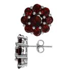 ショッピングGARNET Silvershake 8.64ct. Natural Garnet White Gold Plated 925 Sterling Silver Flower Cluster Post Earrings