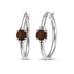 Garnet Earrings for Women Genuine Gemstone Red Earring 25mm Sterling Silver Hoops for Girls Teens Bridesmaids Trendy Sum