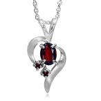 ショッピングGARNET Silvershake Natural Garnet 925 Sterling Silver Modern Heart Pendant with 18 Inch Chain Necklace