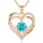 ショッピングforever CDE Forever Love Heart Women Necklace 925 Sterling Silver Rose Gold Plated Birthstone Pendant Necklaces for Women with C