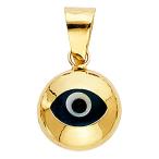 14k REAL Yellow Gold Evil Eye Charm Pendant