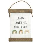 ショッピングKINGDOM Kingdom Quality Baby Dedication Gifts - Christening Gift - Baptism Gift - Jesus Loves Me Decor Hanging Canvas Wall Art 1