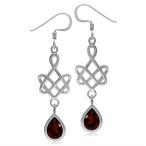 ショッピングGARNET Silvershake 2.48ct. 8X6mm Natural Pear Shape Garnet 925 Sterling Silver Celtic Heart Knot Dangle Hook Earrings