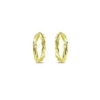 Gold Flash Sterling Silver 3x15mm Twist Round Small Hoop Earrings for Women 3/5 Inch