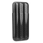 Qiilu 16.5 * 7.5 * 3cm / 6.5 * 3.0 * 1.2inch Carbon Fiber Cigar Case Portable Travel Cigar Humidor Case 3 Tubes Moisturi