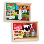 Melissa & Doug Animals 4-in-1 Wooden Jigsaw Puzzles Set - Pets and Farm - Toddler Wooden Jigsaw Puzzles Animal Puzzles T