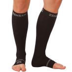 Zensah Ankle/Calf Compression Sleeves- Toeless Socks for Circulation Swelling for Men and Women (M Black)