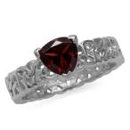 Silvershake 1.27ct. Natural Trillion Shape Garnet 925 Sterling Silver Triquetra Celtic Knot Eternity Ring Size 15
