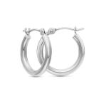 14k White Gold Polished Real Gold Hoop Earrings 