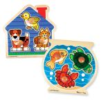 ショッピングmelissa Melissa & Doug Animals Jumbo Knob Wooden Puzzles Set - Fish and Pets - Chunky Wooden Puzzles for Toddlers Animal Puzzles