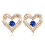 CDE Forever Love Heart Stud Earrings for Women Teen Girls 925 Sterling Silver Birthstone Heart Stud Earrings Mother's Da