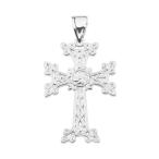 ショッピングmiddle Middle Eastern Jewelry Sterling Silver Eternity Khachkar Armenian Cross Pendant (Medium)