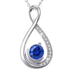 Mothers Day Birthday Gifts for Mom Forever Love Infinity Moon Necklace Wife September Birthstone Blue Sapphire Jewelry W