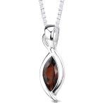 PEORA Garnet Pendant Necklace for Women 925 Sterling Silver Natural Gemstone 1.25 Carats Marquise Shape 10x5mm with 18 i