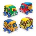 Melissa & Doug Pull-Back Construction Vehicles - Soft Baby Toy Play Set of 4 Vehicles - Cars For Infants Construction To