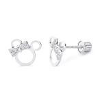 14k REAL White Gold Mouse Stud Earrings with Scr