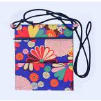ポシェット 和風 まつり ミニ バッグ 祭りポシェット 青地 菊柄