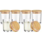 Lurrose свеча контейнер стекло крышка имеется 6 шт. комплект 180ml прозрачный жаростойкий свеча стакан ручная работа ароматическая свеча бутылка ja- емкость для хранения бардачок бамбук крышка дерево крышка ...