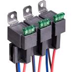 Kiligen 3個 12V ヒューズリレースイッチ 12 AWG ハーネスセット 内蔵ダイオード付き - 30A ATO/ATC ブレードヒューズ、4ピン SPST 自動車用電気リレー