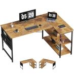 ショッピング机 パソコンデスク 机 学習机 右棚左棚 幅107cm ゲーミングデスク l字デスク pcデスク 収納袋付き勉強机 コーナーデスク 本棚付き ビンテージ