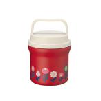 天馬 保温 保冷 真空断熱 食洗機ランチジャー 持ち運びやすいフードジャー フラワーレッド 直径10cm*口径8.1cm*高さ15cm