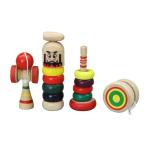 Mini Mini японский прошлое в то время как. из дерева игрушка 4 вида комплект (...*.. шар *daruma сбрасывание *yo-yo- каждый 1 штук )