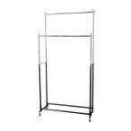 TAMATOSHI(タマトシ)ハンガーラック スリム 省スペース 収納 業務用 頑丈ハンガーラック シングル 耐荷重150kg 組立式 ダブル 幅90cm ブラック 5年保証