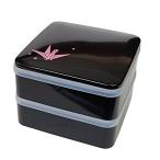 若泉漆器 2段重箱 5寸丸重 黒 折鶴(内黒)パッキン中蓋2枚入 H-150-46