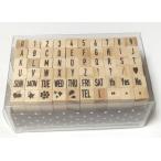ウッドスタンプ アルファベット 英字 数字 記号 60種類 木製 ハンコ 印鑑 手帳 スケジュール帳 贈り物 ゴム印