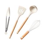 CAROTE カローテ キッチンツール セット 4本 シリコン製 調理器具 セット キッチン用品 フライ返し おたま トング 泡立て器 高耐熱性 ベージュ 4点セット