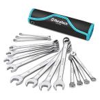 DURATECH コンビネーションレンチ スパナセット コンビネーションスパナ 8*22mm CR-V製 鏡面仕上げ 車メンテナンス 組み立て DIY 収納袋付 15本組