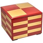 若泉漆器 3段重箱 7寸若菜重 朱金市松 (内黒) H-159-14-A