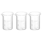 PATIKIL 3個入り 5ml 低い形 ガラスビーカー 計量カップ 測量カップ 3.3ホウケイ酸塩ガラス 注ぎ口付き キッチンラボ用