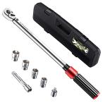 トルクレンチ プレセット型 車/バイク修理レンチ 差込角12.7mm1/2インチ 20-220N・m タイヤ交換 17/19/21/24mm 3