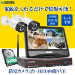 防犯カメラ 屋外 wifi 家庭用 セ ット ワイヤレス wifi モニター 付き カメラ2台 10インチ 無線 赤外線LEDカメラ スマホ遠隔監視 10チャンネルまで増設可 2HB312