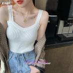 ニット 6色 タンク レディースス 夏服 ノースリーブ リブニット サマー ストレッチ 春 サマーニット 無地 リブニットタンク カップなし 袖なし