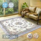 ラグマット カーペット 絨毯 撥水 洗える ゴブラン シェニールラグ 230×230cm おしゃれ エレガント 花柄 ブーケ ホットカーペット対応