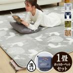 ホットカーペットセット 本体 カバー 1畳用 190x100cm 洗えるカバー 選べる2タイプ フランネル 北欧風エルク柄 シャギー 無地