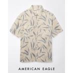 ショッピングアメリカンイーグル アメリカンイーグル アロハシャツ 半袖 メンズ トロピカル柄 カジュアルシャツ ベージュ 大きいサイズあり